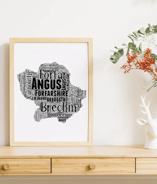 Personalised Word Art Map of Angus Maps