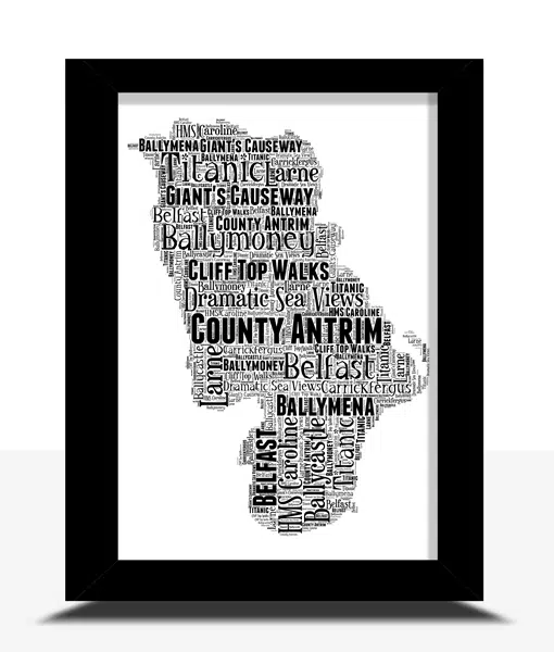 County Antrim – Personalised Word Art Map Maps
