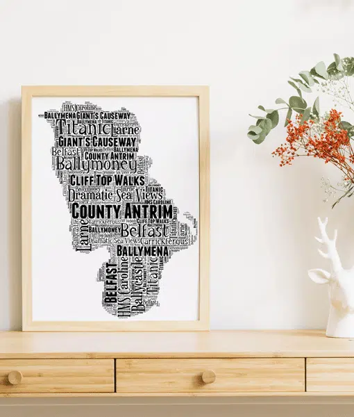 County Antrim – Personalised Word Art Map Maps