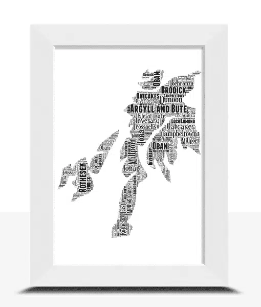 Argyll and Bute – Personalised Word Art Map Maps