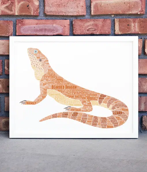 Personalised Bearded Dragon Word Art Picture Frame Gift Animal Prints