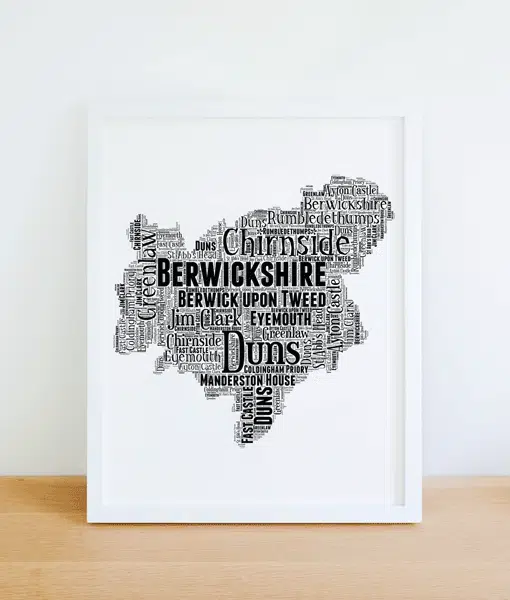 Berwickshire Personalised Word Art Map Maps