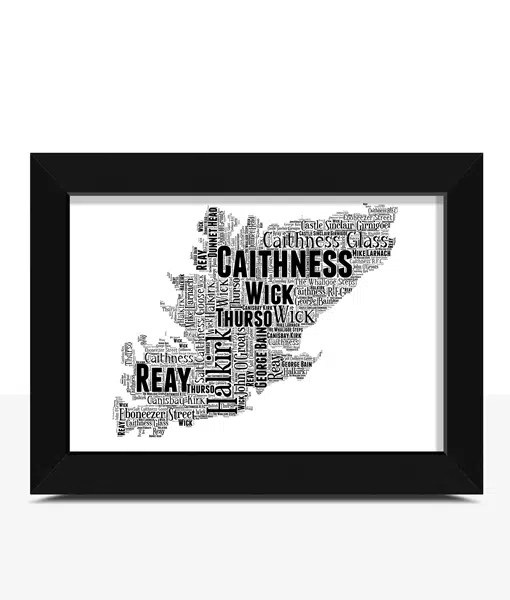 Caithness Personalised Word Art Map Maps