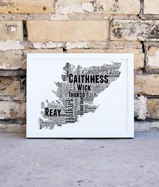 Caithness Personalised Word Art Map Maps
