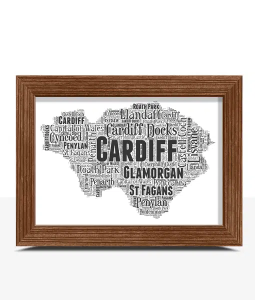 Cardiff County – Personalised Word Art Map Maps
