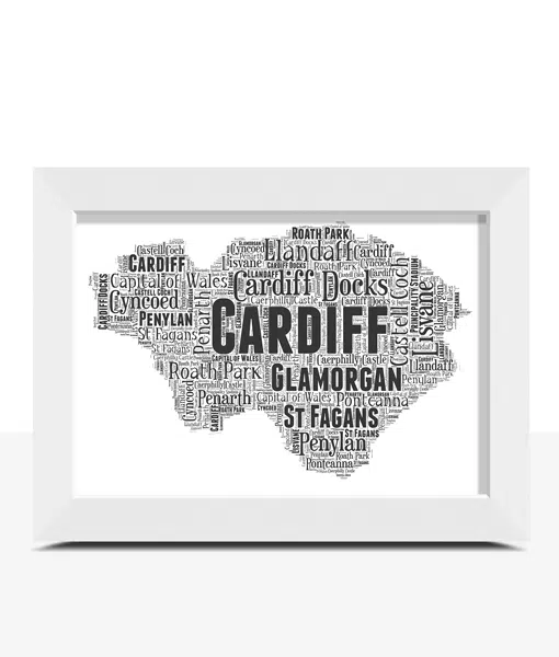 Cardiff County – Personalised Word Art Map Maps