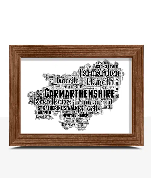 Carmarthenshire – Personalised Word Art Map Maps