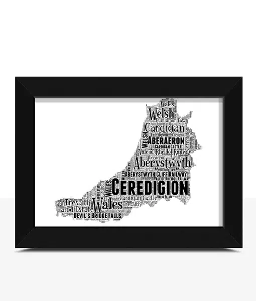 Ceredigion – Personalised Word Art Map Maps
