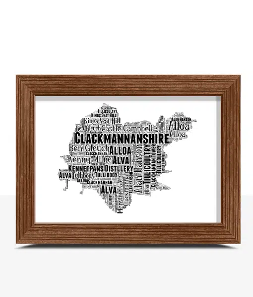 Clackmannanshire Personalised Word Art Map Maps