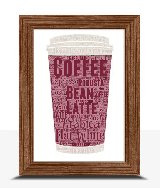 Personalised Coffee Cup Word Art Picture Frame Gift Food And Drink
