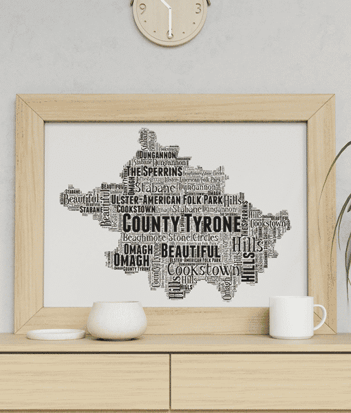County Tyrone – Personalised Word Art Map Maps