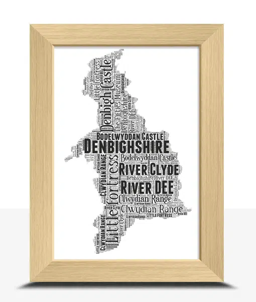Denbighshire – Personalised Word Art Map Maps
