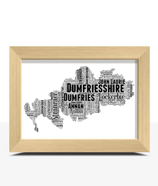 Dumfriesshire Personalised Word Art Map Maps