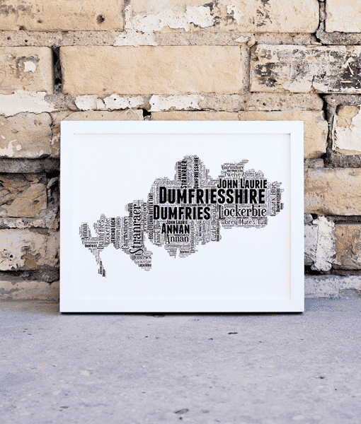 Dumfriesshire Personalised Word Art Map Maps