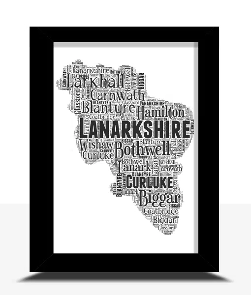 Lanarkshire – Personalised Word Art Map Maps