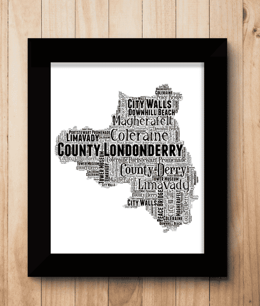 Londonderry Personalised Word Art Map Maps