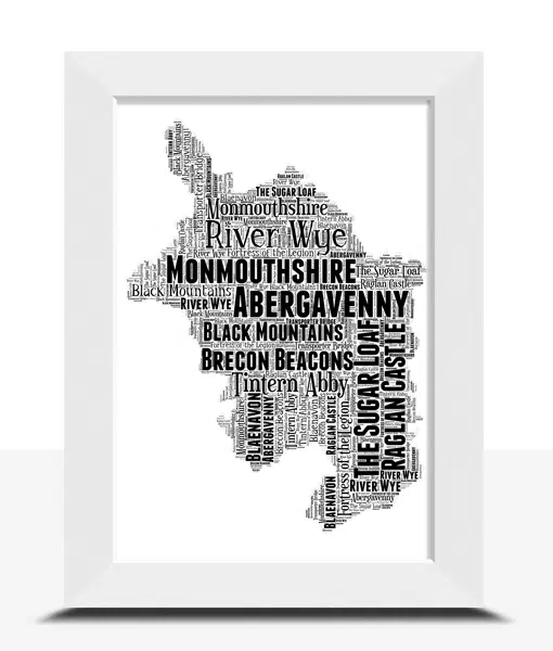 Monmouthshire – Personalised Word Art Map Maps