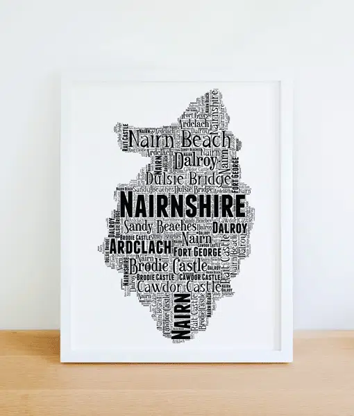 Nairnshire – Personalised Word Art Map Maps