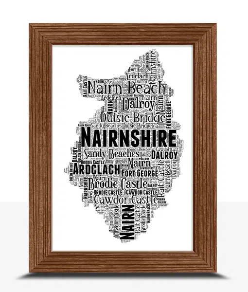 Nairnshire – Personalised Word Art Map Maps