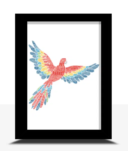 Personalised Parrot Word Art Picture Animal Prints