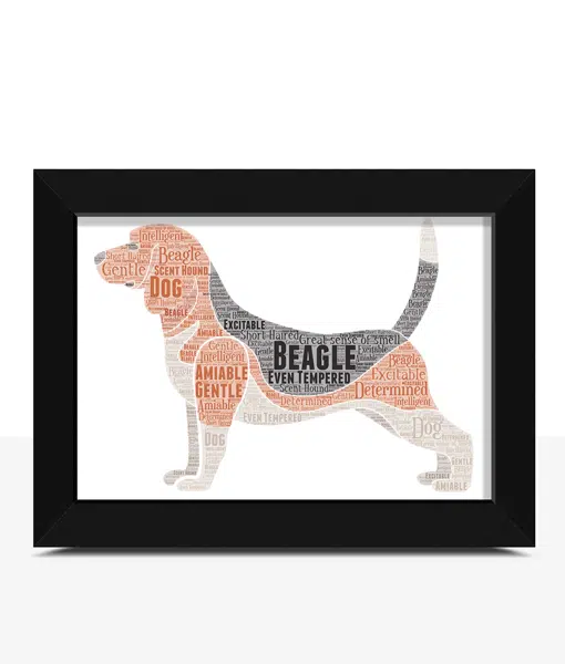 Personalised Beagle Dog – Word Art Animal Prints