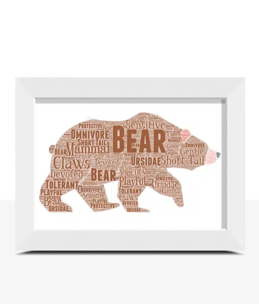 Personalised Grizzly Bear Word Art Picture Print Animal Prints