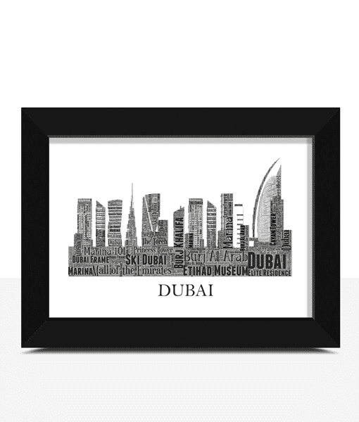 Personalised Dubai Skyline Word Art City Skyline Prints