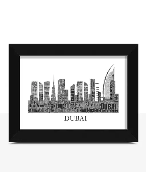 Personalised Dubai Skyline Word Art City Skyline Prints