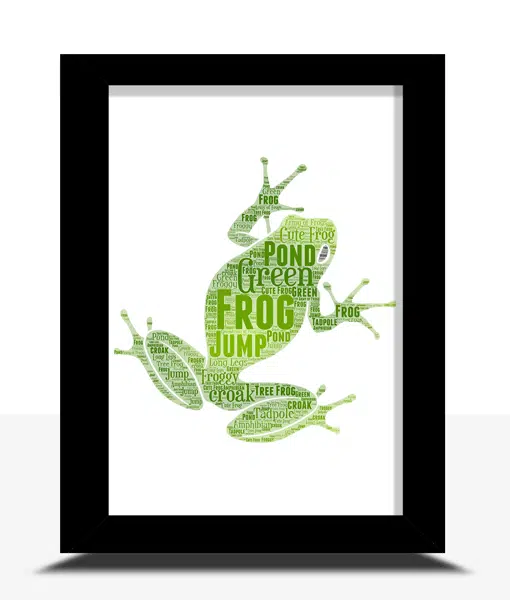 Personalised Frog Word Art Picture Print Gift Animal Prints