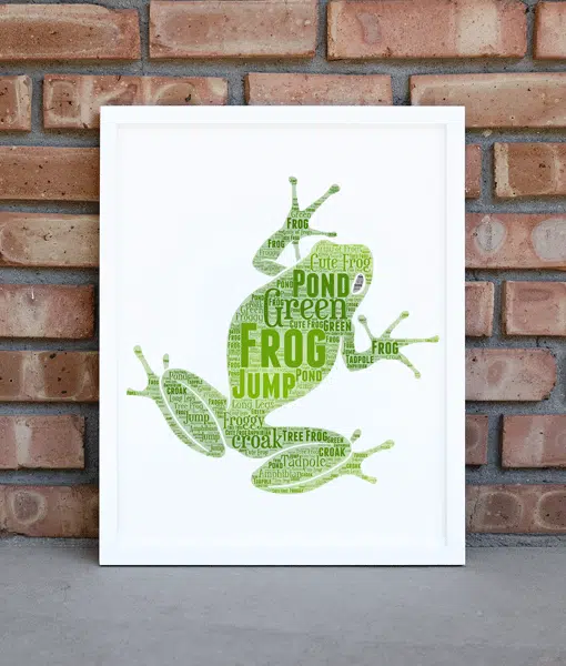 Personalised Frog Word Art Picture Print Gift Animal Prints
