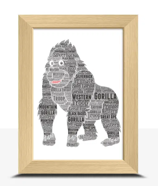 Personalised Gorilla Word Art Print Animal Prints