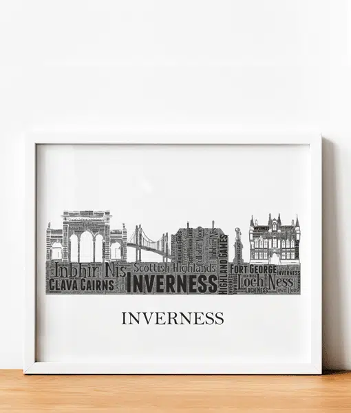 Personalised Inverness Skyline Word Art City Skyline Prints
