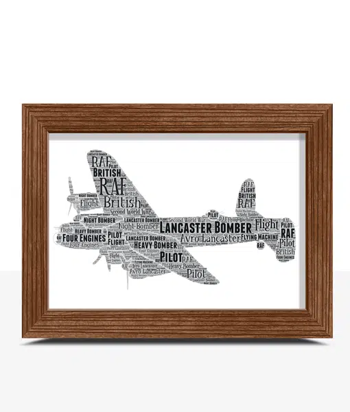Personalised RAF Lancaster Bomber Plane Word Art Print Military Gifts