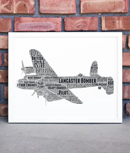 Personalised RAF Lancaster Bomber Plane Word Art Print Military Gifts