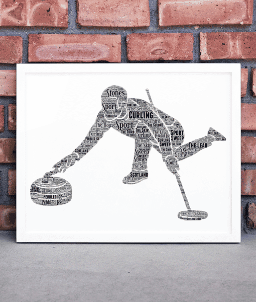 Personalised Male Curler Gift – Word Art Picture Sport Gifts