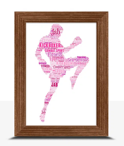 Personalised Male Kickboxer Word Art Poster Gift Sport Gifts