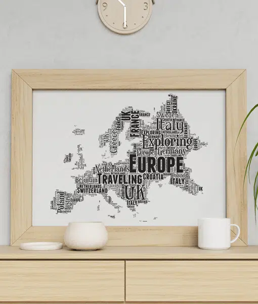 Personalised Map Of Europe – Word Art Print Maps