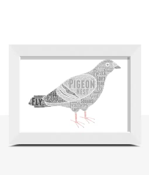 Personalised Pigeon Word Art Picture Print Gift Animal Prints