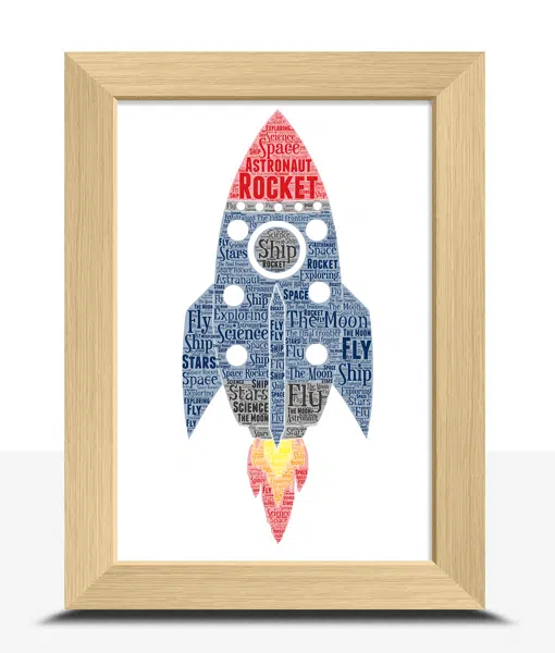 Personalised Rocket Word Art Picture Gifts For Children