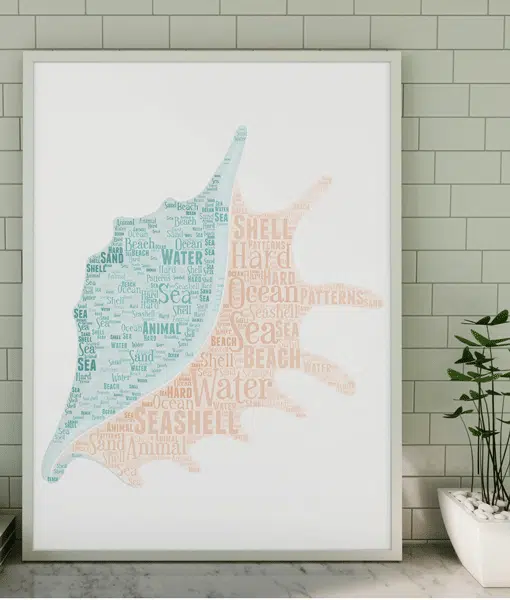 Personalised Conch Seashell Word Art Picture