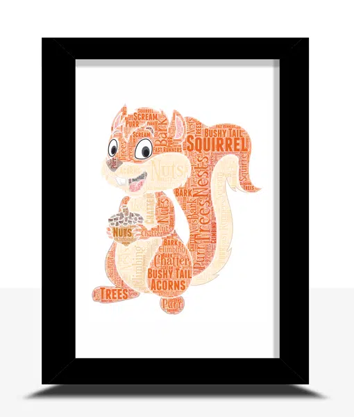 Personalised Squirrel Word Art Cloud Print Animal Prints