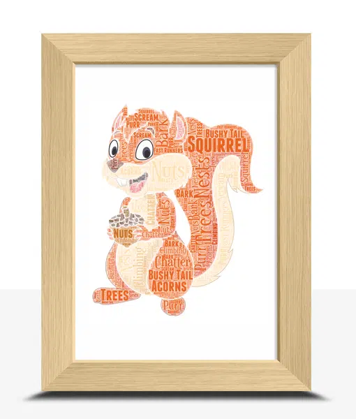 Personalised Squirrel Word Art Cloud Print Animal Prints