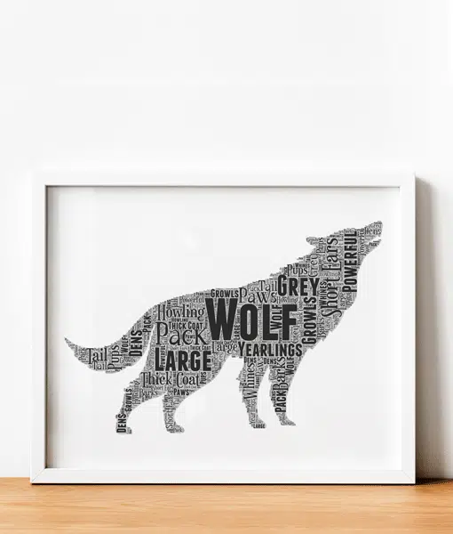 Personalised Wolf Word Art Print Animal Prints