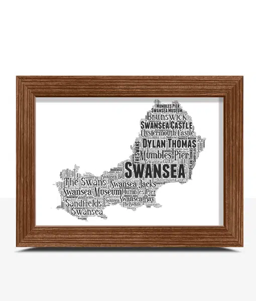 Swansea County – Personalised Word Art Map Picture Frame Maps