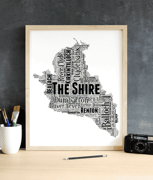 West Dunbartonshire – Personalised Word Art Map Maps