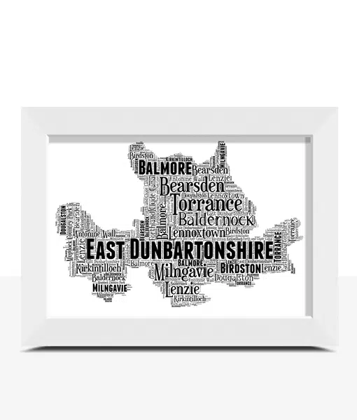East Dunbartonshire Personalised Word Art Map Maps