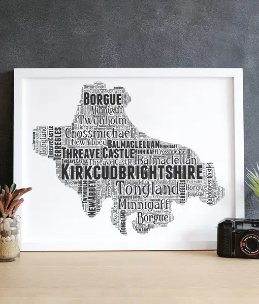 Kirkcudbrightshire – Personalised Word Art Map Maps
