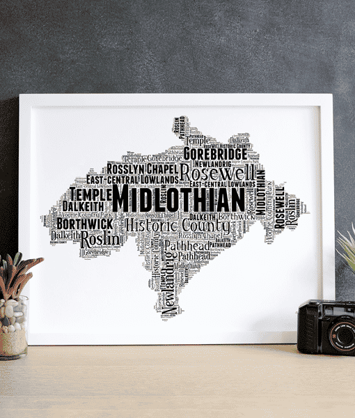 Midlothian – Personalised Word Art Map Maps