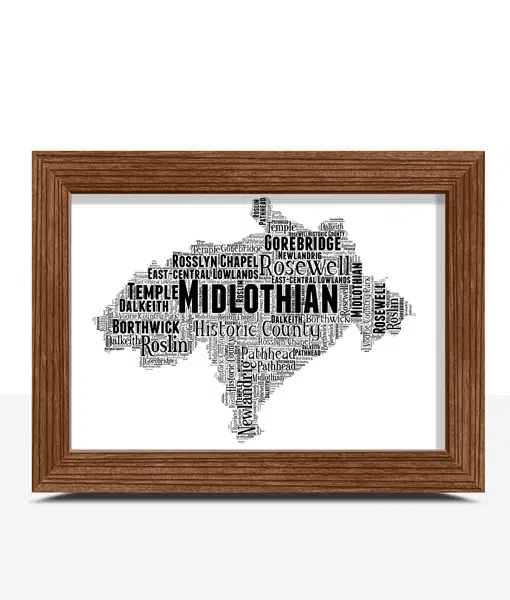 Midlothian – Personalised Word Art Map Maps