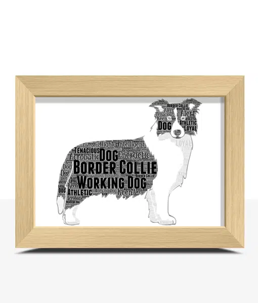 Personalised Border Collie Dog – Word Art Gift Animal Prints